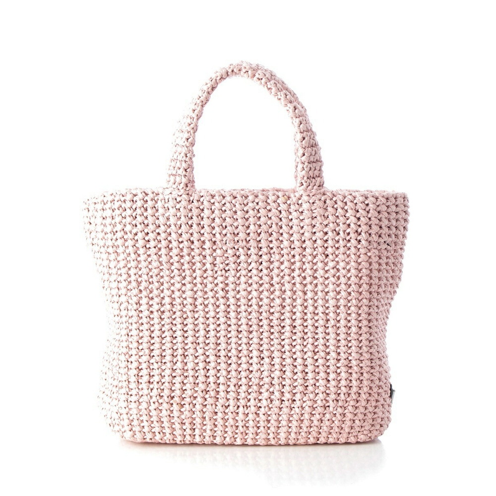 Prada Triangle Bag Pink Raffia Tote Crochet Logo - Picture 4 of 10